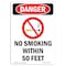 Signmission OSHA Danger Sign, No Smoking W/in 50 Feet, 14in X 10in Aluminum, 10" W, 14" L, Portrait OS-DS-A-1014-V-1481 - alternate 1